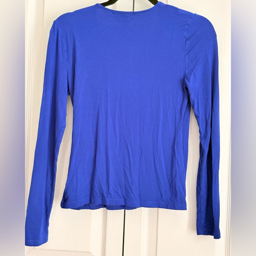 Ralph LaurenBlue Long Sleeve Wrap Top, Vintage, size medium petite - Picture 4 of 6